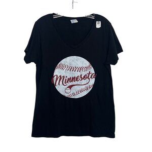 Minnesota Baseball Graphic Tshirt Womens Large Black New Vneck Port & Company